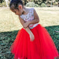 A-Line/Princess Tulle Lace Scoop Sleeveless Tea-Length Flower Girl Dresses DEP0007489