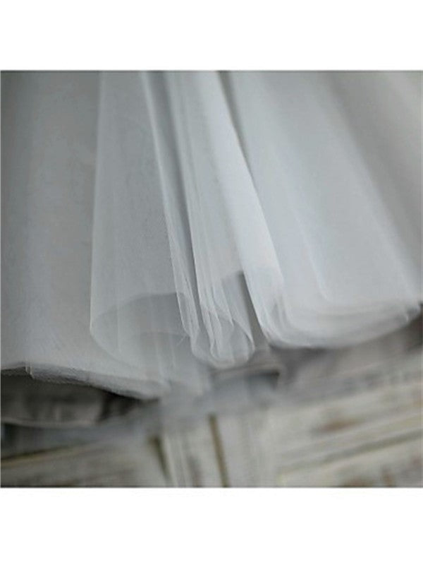 A-line/Princess Scoop Short Sleeves Sequin Tea-Length Tulle Flower Girl Dresses DEP0007765