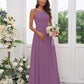 A-Line/Princess Chiffon Applique Square Sleeveless Floor-Length Bridesmaid Dresses DEP0004921