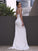 Sheath/Column Stretch Crepe Ruched V-neck Sleeveless Sweep/Brush Train Wedding Dresses DEP0006443