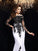 Sheath/Column Scoop Lace Long Sleeves Long Chiffon Dresses DEP0001422