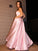 A-Line/Princess Satin Ruffles Sleeveless Strapless Floor-Length Dresses DEP0001534