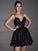 A-Line/Princess Lace Ruffles V-neck Sleeveless Short/Mini Homecoming Dresses DEP0004361