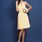 A-Line/Princess Halter Pleats Bowknot Sleeveless Short Chiffon Bridesmaid Dresses DEP0005822