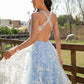 A-Line/Princess Tulle Lace V-neck Sleeveless Floor-Length Dresses DEP0001538