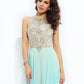 A-line/Princess Jewel Beading Sleeveless Long Chiffon Dresses DEP0002298