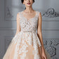 Ball Gown Scoop Sleeveless Court Train Tulle Wedding Dresses DEP0006564