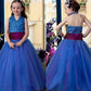Ball Gown Halter Sleeveless Floor-Length Sequins Tulle Flower Girl Dresses DEP0007806