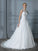Ball Gown Scoop Sleeveless Organza Court Train Applique Wedding Dresses DEP0006427