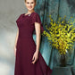 A-Line/Princess Scoop 1/2 Sleeves Short Chiffon Mother of the Bride Dresses DEP0007379