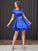 A-Line/Princess Satin Sash/Ribbon/Belt Scoop Short Sleeves Short/Mini Dresses DEP0004851