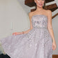 A-Line/Princess Strapless Sleeveless Sequin Knee-Length Tulle Homecoming Dresses DEP0004277