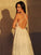 A-Line/Princess Lace Applique V-neck Sleeveless Sweep/Brush Train Wedding Dresses DEP0006060