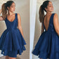 A-Line/Princess Straps Sleeveless Satin Layers Short/Mini Homecoming Dresses DEP0004493