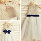 A-line/Princess Scoop Sleeveless Lace Tea-Length Tulle Flower Girl Dresses DEP0007730