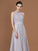 A-Line/Princess Scoop Lace Floor-Length Ruched Chiffon Bridesmaid Dress DEP0005643
