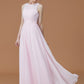 A-Line/Princess Jewel Sleeveless Floor-Length Ruched Chiffon Bridesmaid Dresses DEP0005645