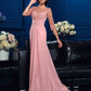 A-Line/Princess Scoop Beading 3/4 Sleeves Long Chiffon Mother of the Bride Dresses DEP0007135