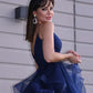 A-Line/Princess Tulle Layers V-neck Sleeveless Floor-Length Dresses DEP0001365