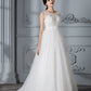 A-Line/Princess Sleeveless V-neck Sweep/Brush Train Tulle Wedding Dresses DEP0006437