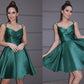 A-Line/Princess Satin Ruched Straps Sleeveless Short/Mini Homecoming Dresses DEP0004457