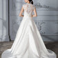 Ball Gown V-neck Sleeveless Court Train Satin Wedding Dresses DEP0006736