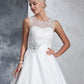 Ball Gown Sheer Neck Lace Sleeveless Long Net Wedding Dresses DEP0006665