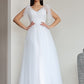 A-Line/Princess Tulle Ruffles V-neck Sleeveless Floor-Length Wedding Dresses DEP0007026