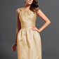 A-Line/Princess Bateau Sleeveless Short Satin Bridesmaid Dresses DEP0005847
