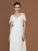 A-Line/Princess Short Sleeves Spaghetti Straps Ruched V-neck Floor-Length Chiffon Bridesmaid Dresses DEP0005580