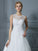 Ball Gown Scoop Sleeveless Organza Court Train Applique Wedding Dresses DEP0006427
