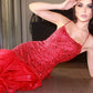 Trumpet/Mermaid Sequin Halter Organza Sleeveless Floor-Length Dresses DEP0001566