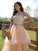 A-Line/Princess Tulle Beading Scoop Sleeveless Floor-Length Two Piece Dresses DEP0001419