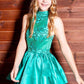 A-Line/Princess Satin Sleeveless Beading Jewel Short/Mini Homecoming Dresses DEP0004771