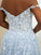 A-Line/Princess Tulle Applique Off-the-Shoulder Sleeveless Sweep/Brush Train Dresses DEP0001668