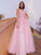 A-Line/Princess Tulle Applique Halter Sleeveless Floor-Length Dresses DEP0001607