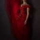 A-Line/Princess Off-the-Shoulder Tulle Applique Sleeveless Floor-Length Dresses DEP0001493