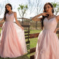 A-Line/Princess Ruched V-neck Sleeveless Floor-Length Dresses DEP0001516