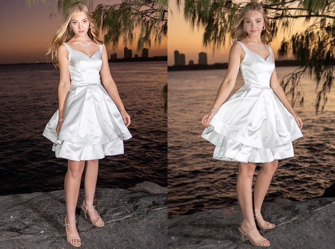 A-Line/Princess Satin Ruffles Sweetheart Sleeveless Short/Mini Homecoming Dresses DEP0004555
