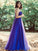 A-Line/Princess Tulle Beading Scoop Sleeveless Floor-Length Dresses DEP0004863