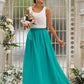A-Line/Princess Chiffon Ruffles Scoop Sleeveless Floor-Length Bridesmaid Dresses DEP0004949