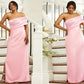 Sheath/Column Satin Ruched One-Shoulder Sleeveless Floor-Length Bridesmaid Dresses DEP0004968