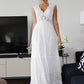 A-Line/Princess V-neck Short Sleeves Lace Ruched Floor-Length Wedding Dresses DEP0005984