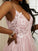 A-Line/Princess Tulle Applique V-neck Sleeveless Sweep/Brush Train Dresses DEP0001667