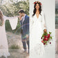 A-Line/Princess V-neck Lace Sash/Ribbon/Belt Chiffon Long Sleeves Sweep/Brush Train Wedding Dresses DEP0006040