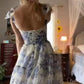 Elegant Floral Print Long Prom Dresses