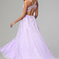 Lilac Spaghetti Straps Lace Appliques Wedding Guest Dresses