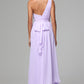One Shoulder Chiffon Long Dresses with Slit for Wedding Guest