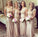 sparkle long champagne sequin bridesmaid dress lace sleeves bridesmaid dress JS717