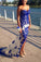 Simple Sweetheart Lace Long Spaghetti Straps Blue Appliques Mermaid Prom Dresses UK JS356